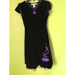 Just Kidding Purple Floral Lace Hem Girl Dress 8